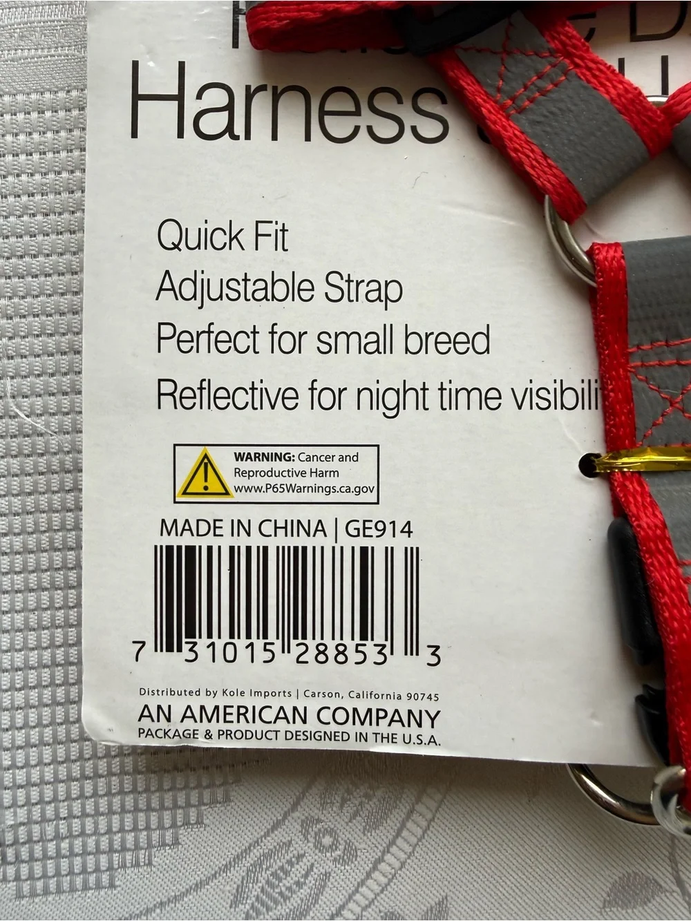 Dukes Reflective Red Dog Harness and Leash Set - Small 5Ft Leash Brand New